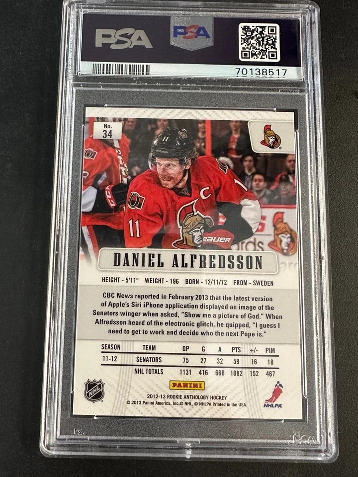 Daniel Alfredsson 2012-13 Panini RK Anthology Father's Day Pulsar #34 PSA 9 MINT - Image 2 of 2
