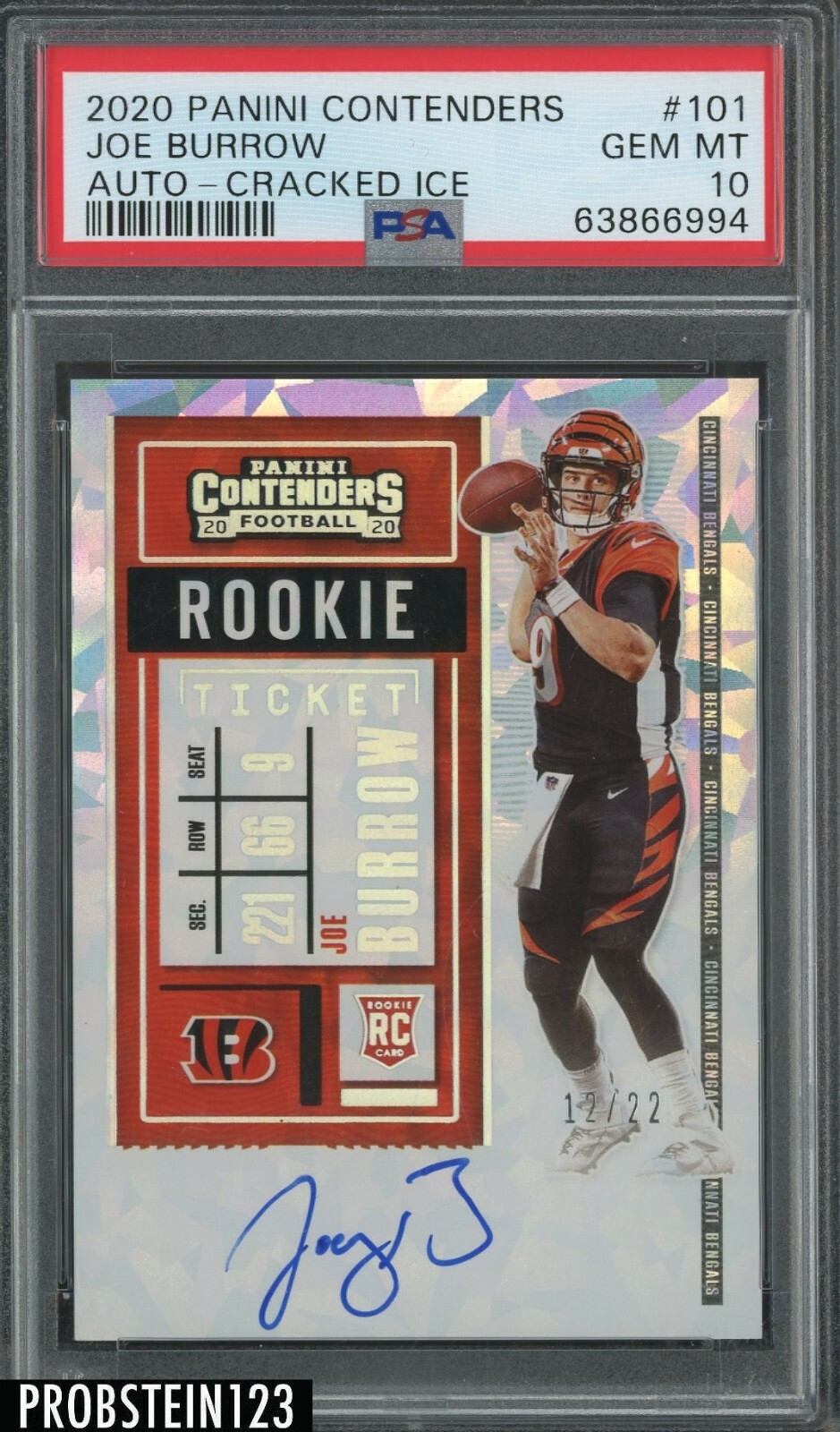 Joe Burrow Panini Contenders #101 Autograph-Cracked Ice