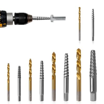 Gift for Men 10Pcs Screw Extractor Set, 40# Cr-Mo & 4241 HSS Cobalt Left Hand 