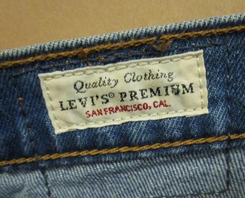 Jeans Levi Strauss & Co donna 501 effetto invecchiato vita alta denim premium taglia 27 26 - Foto 5 di 7