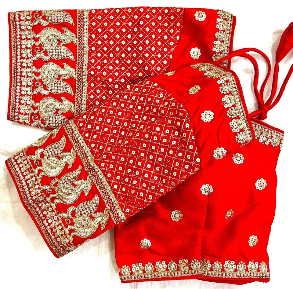 Blusa Sari Preparada Diseñador Sari Choli India Fiesta Ropa Bollywood Top Corto Foto 4 de 4