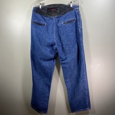 Vintage Rare Harley Davidson Mens Jeans High Leather Back 34x32 Made In USA