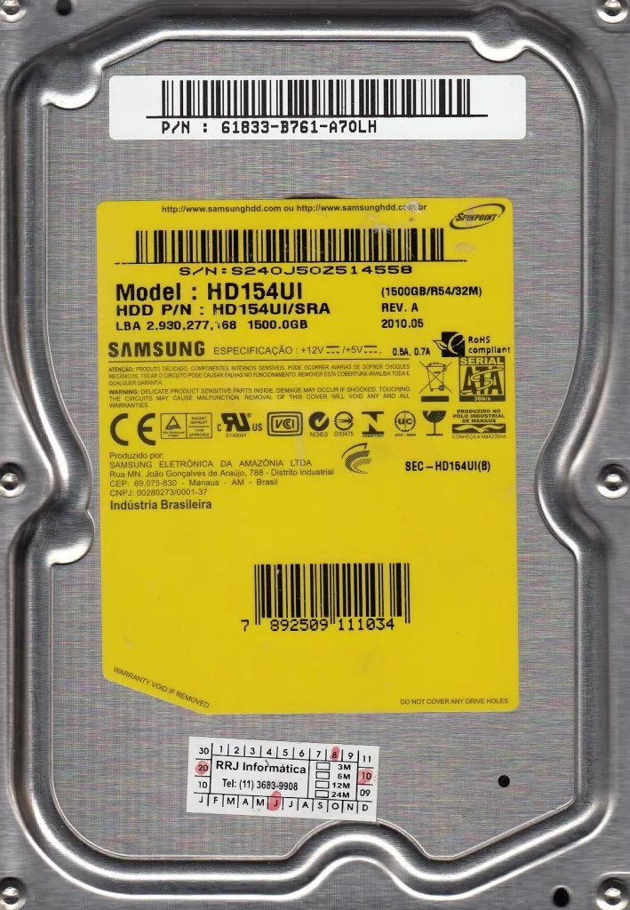 Samsung HD154UI pn: HD154UI/SRA sn: S24 1500GB SATA D1-13