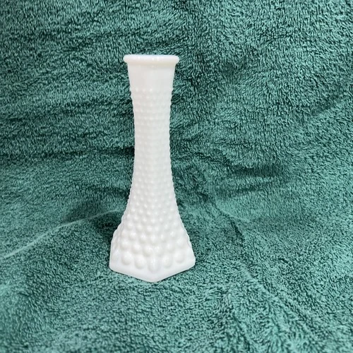 Vintage E. O. Brody Co White Milk Glass Hobnail Bud Vase USA 175 6"