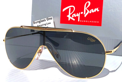 Ray Ban WINGS Legend Gold Metal Frame Dark Grey Lens Sunglass RB 3597 9246/87
