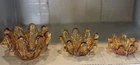 Vintage Murano Amber Stretch Glass Nesting Bowls/Ashtrays, Set of 3, Hand blown