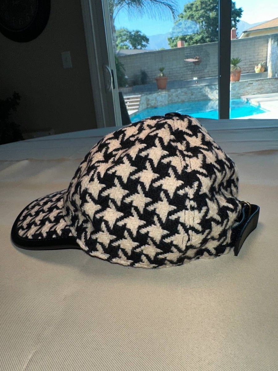 Gucci GG Interlocking Houndstooth Tweed Baseball Cap Size M 57cm