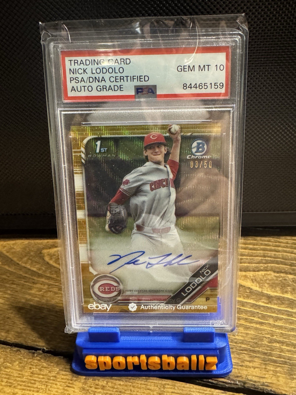 2019 BOWMAN CHROME DRAFT 03/50 NICK LODOLO RC DP AUTO GOLD REFRACTOR PSA 10 REDS