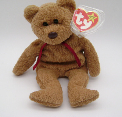 TY Beanie Babies Curly Teddy Bear Rare Mint Retired Tag Errors Plush Toy