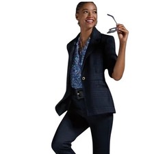 Cabi Blazer Size Large 4296 Checkout in Blue Plaid Jacket Academia Preppy