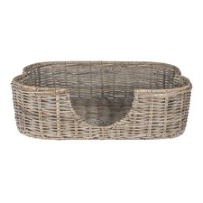 Scallop Tropical Handwoven Rattan Dog Bed With Machine Washable Cushion