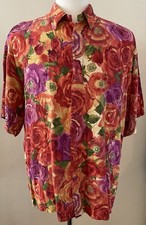 Vtg Jams World Men  s Hawaiian Potpourri Roses Rayon Shirt XL Button Up M665-POTP