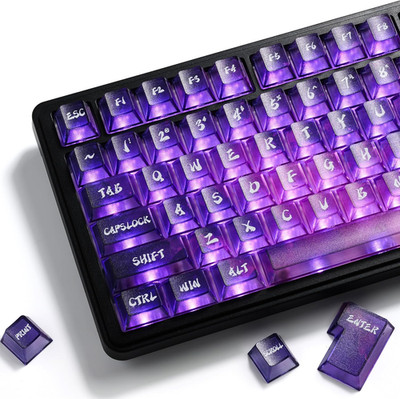XVX Purple Clear Keycaps, Transparent Keyboard Keycaps 60 75 100 Percent, 119