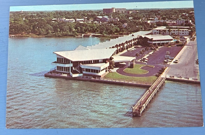 Mc Kown’s Sea Gull Restaurant Dunedin FL Postcard - Gulf, Marina, Aerial View