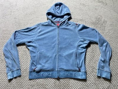 Vintage Y2K Ecko roter Hoodie Damen Gr. 14 bestickt Pullover RAR