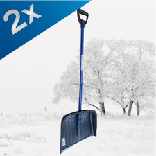 2x Large Plastic Lightweight Snow Shovel With Metal Edge 120cm - Bluecol
