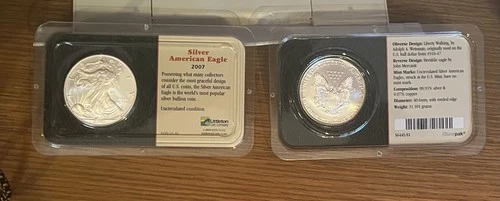 (#85) 2007 $1 Silver American Eagle  Unc. Sealed in Original Littleton Holder