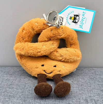 Jellycat Amuseable Pretzel Bag Charm Plush Keychain Cute Soft Toy