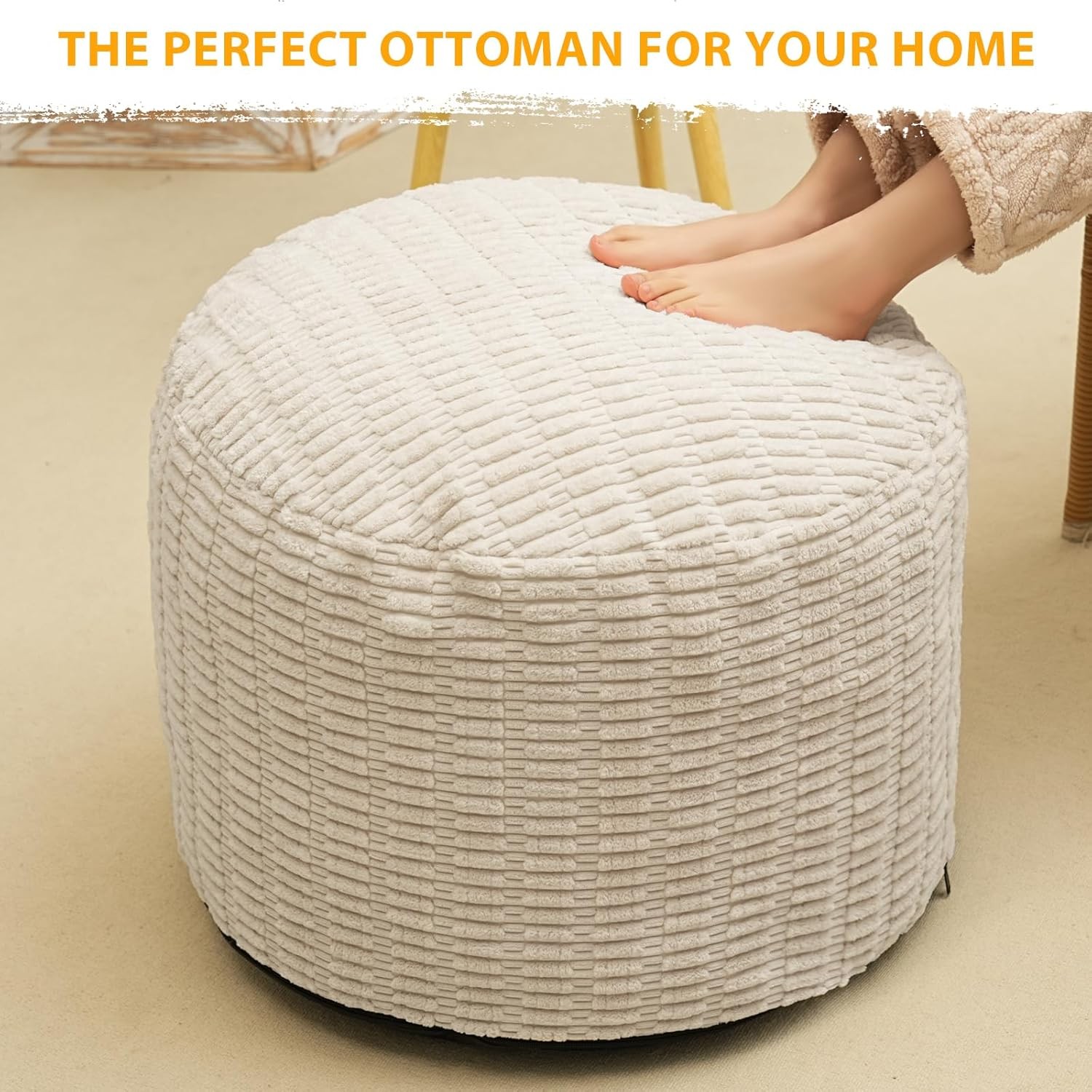 Round Padded Futon Ottoman, Storage Ottoman Futon Footstool Cushion