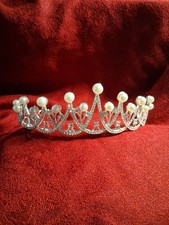 Elegant Pearl Rhinestone Tiara Crown Headband Bridal Wedding Prom
