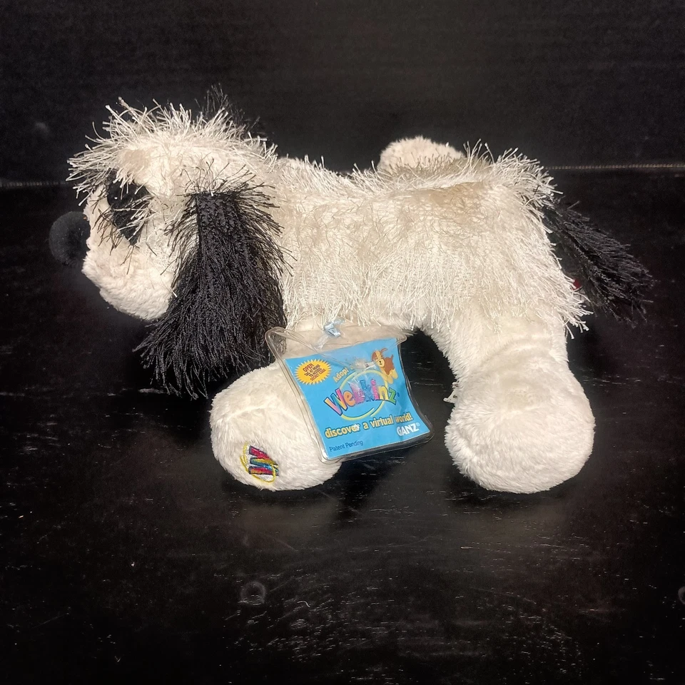 GANZ Webkinz Plush Stuffed Animal W/ Code HM192 Black White Cheeky Dog - Image 3 of 4