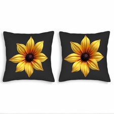 Set of 2 Decorative Throw Pillow Covers 18x18in - Vibrant Yellow Flower Design