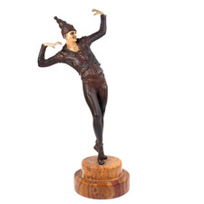 Art Deco Bronzed Dancer Figure After Demétre Chiparus Nijinsky Ballet h33cm 1920