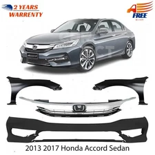 Front Bumper Cover Fascia & Grille Assembly For 2013 2017 Honda Accord Sedan