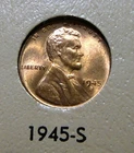 1945-S  Lincoln Cent - Mostly Red Lustrous Unc / Uncirculated (AO1)