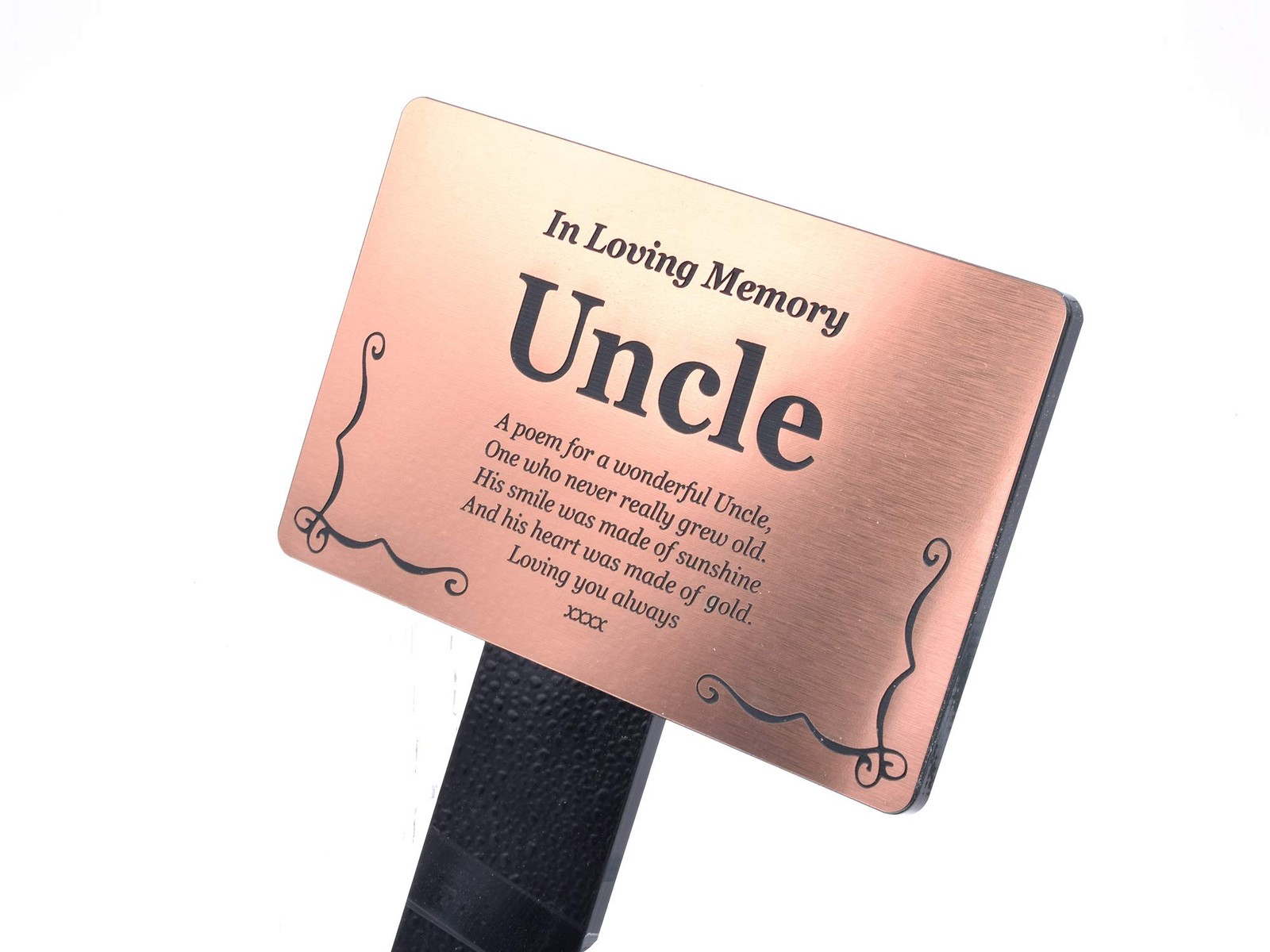 Copper Uncle Memorial Plaque with Stake – Outdoor Grave Marker Sign