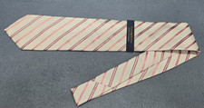 CLUB ROOM Men's Regular Tie  Shiny White  Pink Striped 3.5"x58"  MSRP: 45