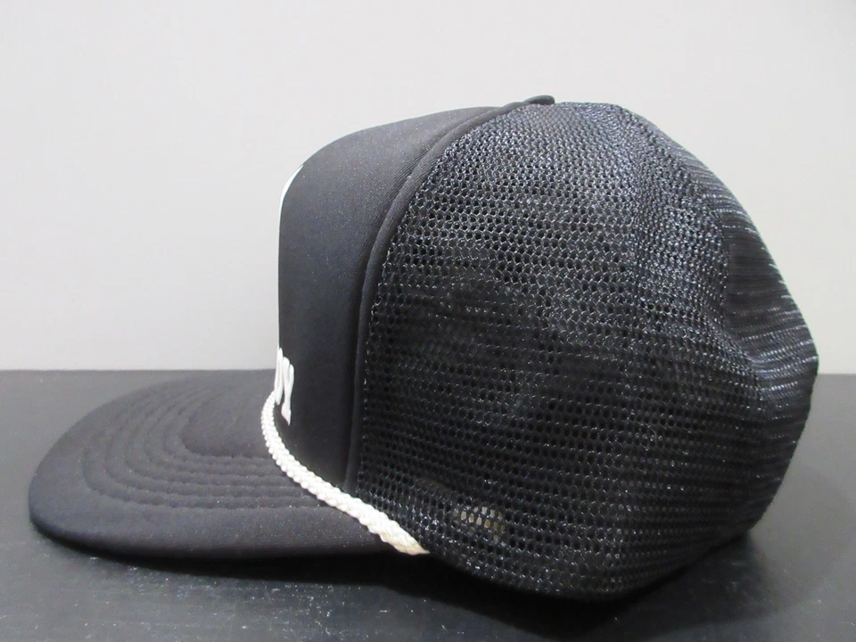 VINTAGE Playboy Hat Cap Snap Back Black White Bunny Rope Trucker Mesh Mens 80s - Image 3 of 4