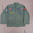 Vtg US Army OG-107 Cotton Utility Shirt Jacket Patched Flying Tigers WWII 50s
