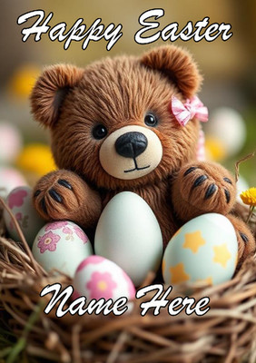 naiec12 Kuschel Teddybär Frohe Ostern personalisierte Grußkarte Schokoladenei