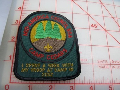 Mid-America collectible 2002 Camp Cedars patch (g52)