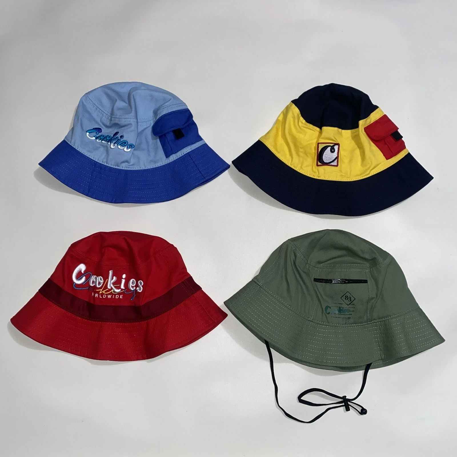 4 Lots-Cookies Bucket Hat Size( 2x L/XL)(2x S/M) Multicolor Embroidery BNWOT