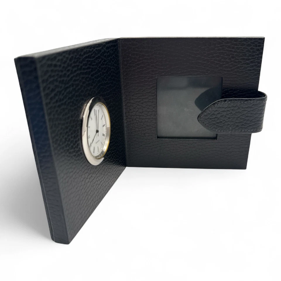 Reloj de viaje y álbum de fotos Smythson of Bond Street de cuero negro Foto 4 de 4