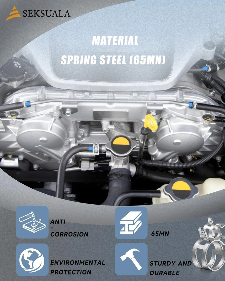 120Pcs 1/4"-1"(6-25m) Spring Grey Hose Clamps Assortment Kit with Swivel Flat... - Image 3 of 4