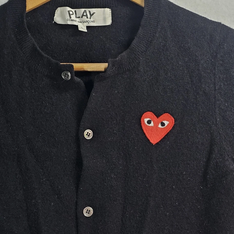 Comme des Garçons Play Girls Kids Large Black Heart Motif Cardigan Sweater *pic* - Image 2 of 4