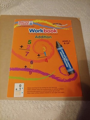 Practice Power Workbook (makes learning fun'') Write on wipe clean pages , Ad...