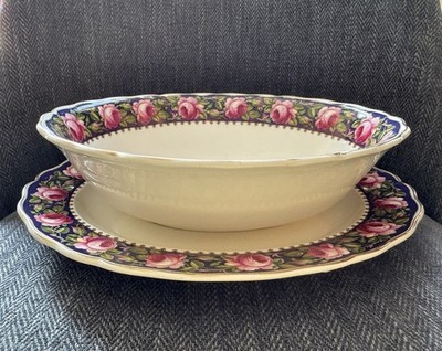 Royal Petal Marlborough Grindley England 10'' Bowl & Platter Set Dessert