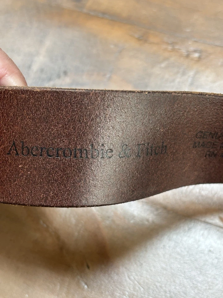 Cinturón de cuero marrón gancho y bucle Abercrombie & Fitch talla M logotipo Foto 4 de 4