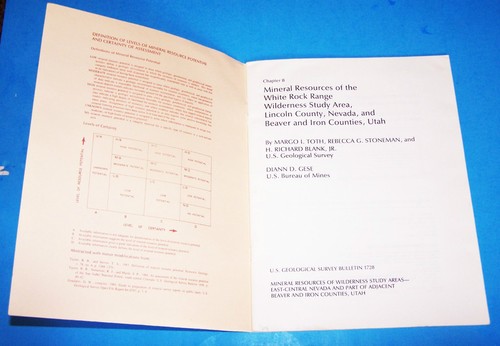 1986 USGS BULLETIN 1728B - MINERAL RESOURCES, WHITE ROCK RANGE, NEVADA AND UTAH - Bild 2 von 4