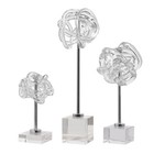 Uttermost Neuron Glass Table Top Sculptures, Set of 3, Nickel/Crystal- 17835