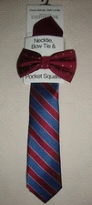 New $69.50 Nick Graham Men's 100% Polyester Neck Tie/Bow Tie/Pocket Square Red