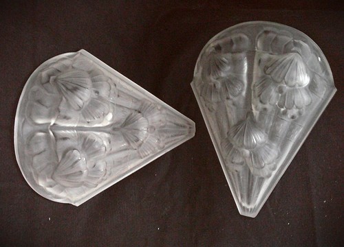 Pair Vintage Art deco sconce chandelier glass Noverdy Muller Degue
