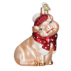 Old-World-Christmas-SNOWY-PIG-12419-N-Glass-Ornament-w-OWC-Box