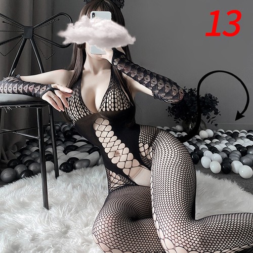 Womens Leotard Hollow Out Jumpsuit One-Piece Bodysuit Bodycon Lingerie Fishnet - Picture 15 of 45