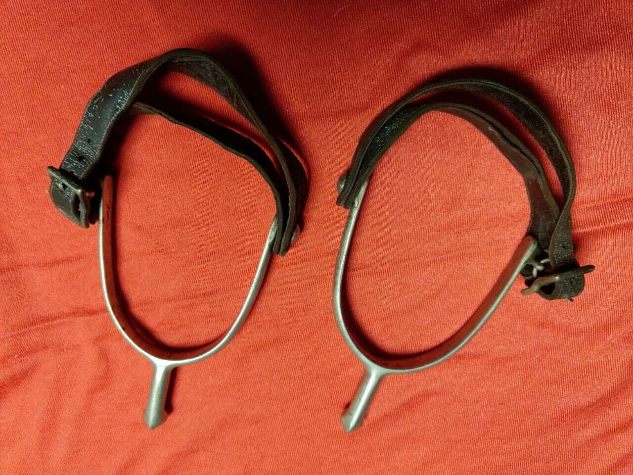 US Army M1911 Cavalry Spurs marked U.S. / A. B. with leather straps