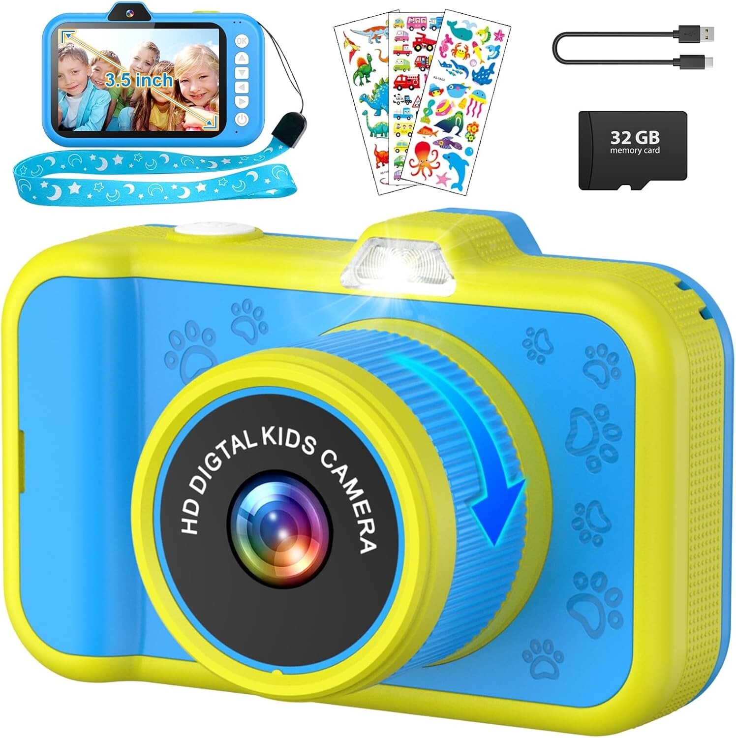 Kids Camera 3.5 inch Big Screen 1080P 48MP Front Selfie Toddler Digital Camera